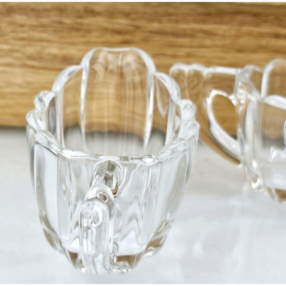 Heisey Crystolite Cream & Sugar Set 2.5" vertical ribbed art deco handle - Picture 5 of 15